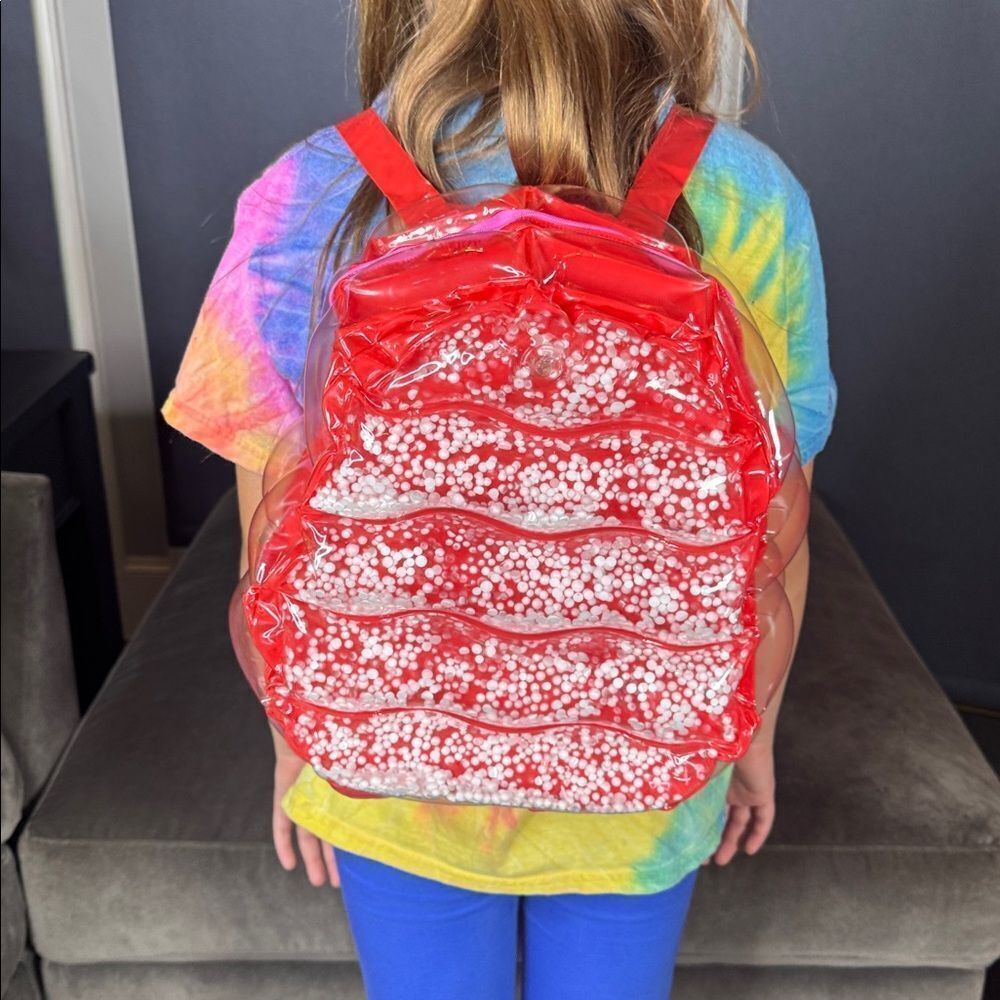 Red Inflatable 90’s Retro Bubble BackPack Foam Ball One Size VINTAGE